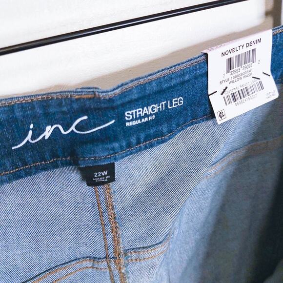 INC International Concepts NWT Tie Waist Raw Hem Straight Leg Cropped Jeans 22W - Picture 8 of 9